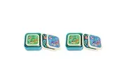 2x 3pc Rex London Kids Plastic Snack Lunch Box Square Set Fairies In The Garden