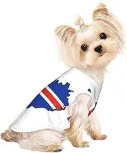 Iceland Flag Map print Dog Shirts for Small Dogs Stretchy T-Shirts Lightweight Tank Top Sleeveless Striped Vest
