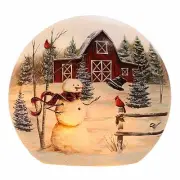 Stony Creek Windy Day Lighted Orb Red Barn Snowman Cardinal