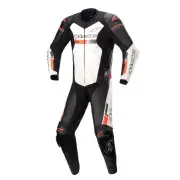 GP Force Chaser Leather Suit 1 PC Black White Red Fluo