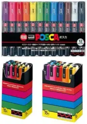 Uni-posca Marker BUNDLE SET Extra Fine 12 Colours, Fine 15 Colours, Medium 15