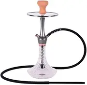 19.6" Hookah Set with 1 Hose Glass Hookah Kit with Shisha Accessories (Clear) (Color : Silver)