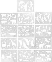 IWOWHERO 13 Pcs Drawing Templates DIY Multi Pattern Stencils for Preschool Craft Projects Safe Durable Paper Cutting Molds Spark Imagination Creativity White
