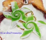 MURANO GLASS CEILING FAN LIGHT SWITCH PULL STAR STARFISH GREEN WHITE LARGE PAIR