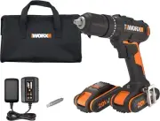 WORX 20V 13mm Hammer Drill Kit - WX370.1, Powerful DIY Tool, Lithium-Ion Battery