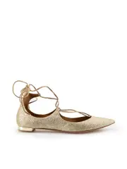 Gold Glitter Christy Lace Point Flats