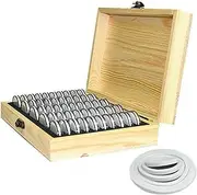 Daseeme Pine Wood Coin Holder Wooden Coins Storage Box for Collectible Commemorative Coin with 20pcs Capsules Accommodate