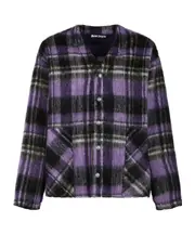 Palm Angels Plaid Check Drop Shoulder Cardigan IT50,IT48,IT46 VIOLET OFF WHITE