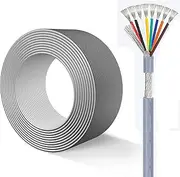 15ft~100ft 16AWG/28AWG 8-core Shielded Cable Tinned Copper Conductor Black PVC Insulation Tinned Copper Spiral Shield Suitable for Industrial Electronic Equipment(100ft,8c-28AWG)