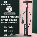 ROCKBROS 高壓泵 160PSI 省力 SCHARDER/FRESTA 閥門氣泵適用於摩托車汽車自行車踏板車球家用