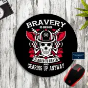 FIREMAN BRAVERY QUOTE SKULL ROUND NEOPRENE MOUSE PAD DESK MAT HOME SCHOOL GIFT