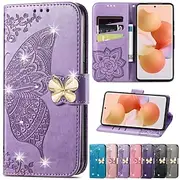Phone Case For Samsung Galaxy S24 S23 S22 S21 Plus Ultra A54 A34 A14 A32 A52 Wallet Case Rhinestone With Card Holder Magnetic Flip Butterfly PU Leather