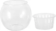 ibasenice Hydroponic Fish Bowl Aquarium Versatile Plastic Container for Betta Fish and Aquatic Plants Elegant Tabletop Centerpiece for Home Office with Hydroponic Basket