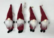NEW Pottery Barn Plush Felt Gnome Christmas Ornaments~Set of 4