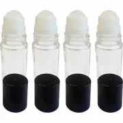 4 Pack of Roll On Empty Glass Bottles for Essential Oils - Refillable Roller