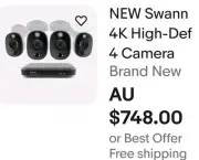Swann 4 Bullet Camera Smart 4K Ultra HD CCTV Security System 1TB SWDVK-455804WL