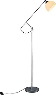 Noemi Floor Lamp, Opal Glass Shade, Adjustable Swing Arm Standing Lamp with Chrome Metal Base, Overall Height 157cm, Inline On/Off Switch, Suitable d for Living Room, Bedroom, Office