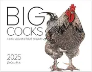 Big Cocks Calendar 2025, 8x11 Inch Funny Rooster Calendar, Chicken Illustrations Wall Calendar For Home School Planning Orgnizing