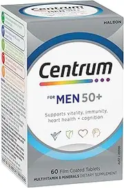 Centrum For Men 50+, Multivitamin with Vitamins & Minerals to Support Vitality, Immunity, Heart Health & Mental Performance, 60 Tablets