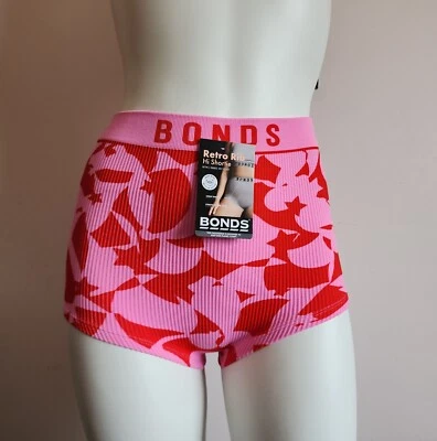 Bonds Ladies WQQCT L4F Star Gazer Print Retro Rib Hi Shortie Brief Size 8 New