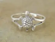 CUTE .925 STERLING SILVER TURTLE TORTOISE RING size 7 style# r1690