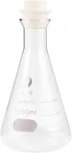 POPETPOP 1000ml Beaker Lab Flask With Lid - Glass Laboratory Apparatus, Flat Bottom Conical Flask for Student Use - Triangle Shot Glass