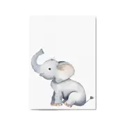 Cartoon Elephant Cute Nursery Baby Animal Wall Art #1