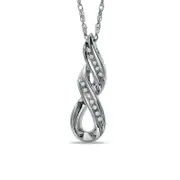 Natural Diamond Accent Swirl Loop Pendant in Sterling Silver