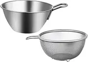 OKUMEYR 1 Set Stainless Steel Mixing Bowls Metal Mixing Bowls Metal Colander Salad Mixing Bowls Food Strainer Stainless Steel Colander Rice Colander Steel Strainer Sieve Small Water Filter