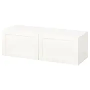 BESTÅ wall-mounted cabinet combination, white/Hanviken white, 120x42x38 cm