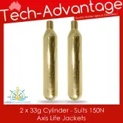 2 X AXIS 33g 150N LIFE JACKET PFD INFLATABLE REPLACEMENT RECHARGE GAS CYLINDERS