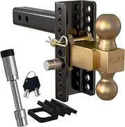 Adjustable Trailer Hitch, Fits 2 Inch Receiver, 6 Inch Drop Hitch Ball Mount, 20,000 LBS GTW, Tow Hitch for Heavy Duty Truck with Double Hitch Locks and Pin, Solid Shank