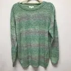 Bp Womens Pullover Sweater Green Ombre Marled Long Sleeve Ribbed Trim S New
