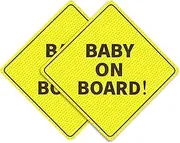 2PCS Baby on Board Car Stickers Suction Cups, Ideal Baby on Board Sign, Best Safety Signs, Durable and Strong Without Residue for Car Windows
