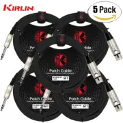 5-PACK Kirlin 6FT 1/4" TRS To XLR Female 24AWG Patch Cable MP-484 PR-06/BK