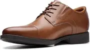 [Clarks] Men's Whiddon Cap Oxford, Dark Tan Leather, 12 US