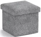 Small Storage Ottoman Foldable Collapsible Cube Square Linen Ottoman Foot Rest
