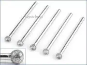 5pcs 6mm Ball Head Round Diamond Mounted Bur Tipped Headed For Rotary Drill Bit