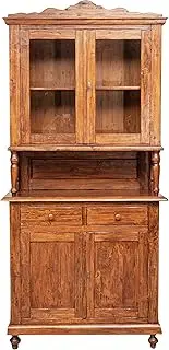 Solid Lime Wood, Walnut Finish W107xDP43xH238 cm Sized Sideboard. Made in Italy