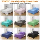 2200TC Ultra Soft Flat Fitted Sheet Set Pillowcase Bed Single/Double/Queen/King