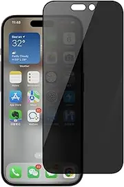 [Philips] Privacy Glass Screen Protector Film for Apple iPhone 15 Plus, Tempered Glass Anti-Spy Anti-Peeping Explosion-proof Nano Coated Filter【Anti-Oil】【Anti-Fingerprint】【Full Coverage】【Hardness 9H】for iPhone 15 Plus
