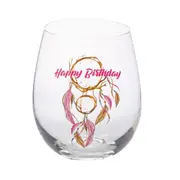 Tallulah Bevel Stemless Wine Glass Drinkware Dreamcatcher Happy Birthday