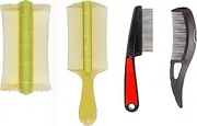 4Pcs Hair Care Kit, Fine Toothed Lice Comb, Scalp Massage Brush & Bamboo Comb for Dandruff Removal, Scalp Comfort & Oily Scalp Care