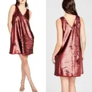 Red Dress Slip Sequin Shift Mini Cocktail Party Bedazzled RACHEL ROY NWT