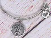 NEW NWT Alex and Ani Letter Initial Y Charm Bangle Silver Bracelet