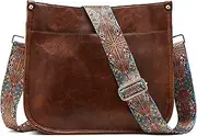 [ZOUIQSS] Women Crossbody Bags Leather Shoulder Purse Lady Hobo Handbag Zipped Pockets Bag With Adjustable Strap