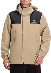[CAMEL CROWN] Men's Waterproof Jacket Rain Coat Windbreaker Hooded for Outdoor Hiking Climbing Traveling