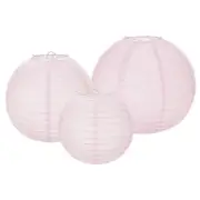 6Pcs 6"8 "12" Light Pink Paper Lanterns Decorative Round Hanging Ball Lantern