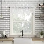 No. 918 Alison Floral Lace Sheer Curtain Valance, 58" x 14", White
