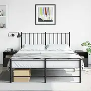 Bedside Nightstand Table with Shelf, Black Metal Cabinet Set, Steel End Table for Bedroom, Storage Drawer Night Stands for Room Furniture, 34.5x39x44 cm